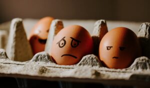 Eggs with worried face