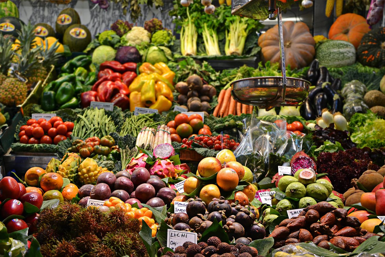 Market stall with fruits & vegetables